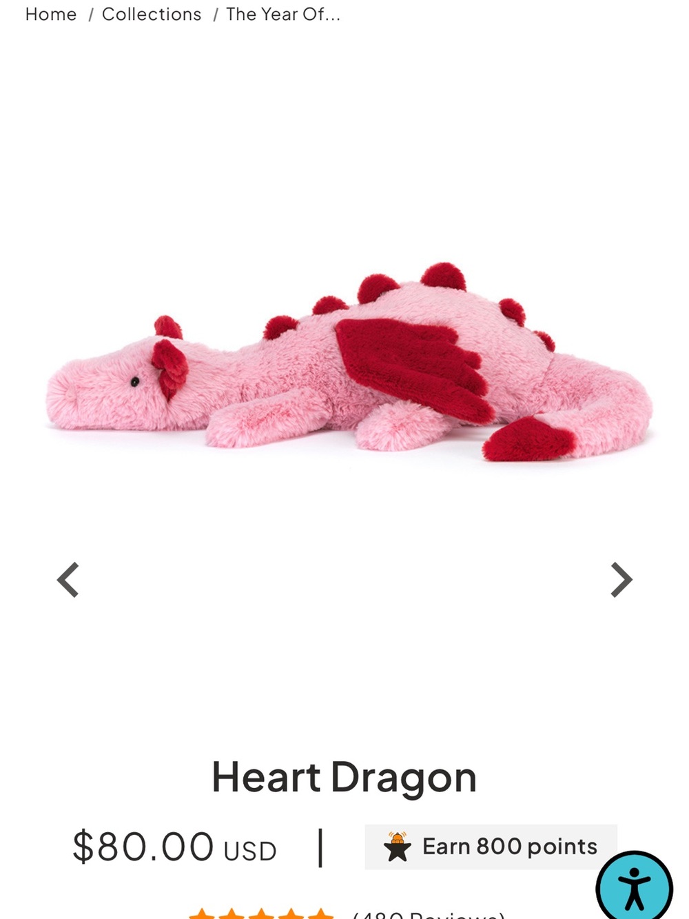 Jellycat Heart Dragon Plush